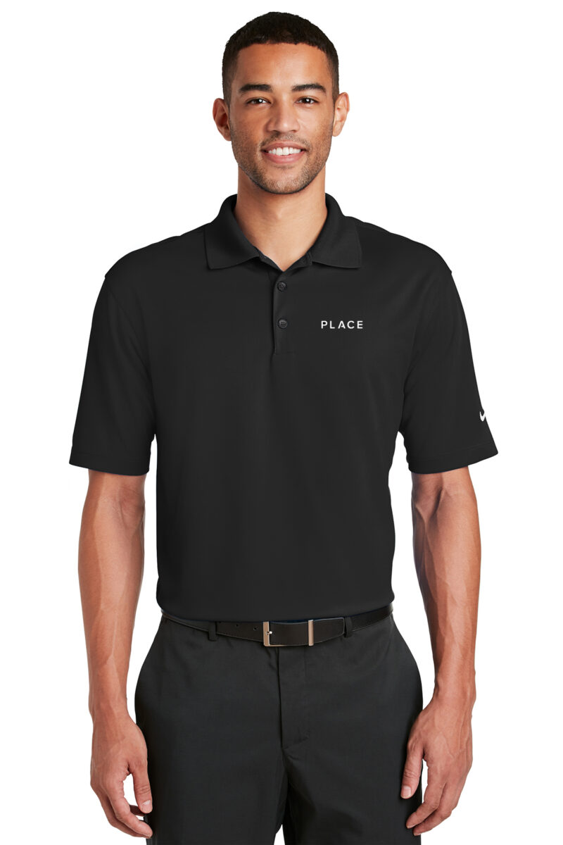 Nike Mens Short Sleeve Polo with PLACE Logo Black
