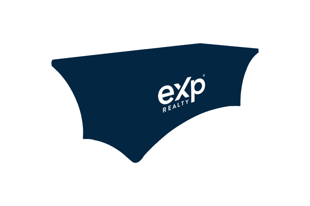 eXp Realty | Navy 6 ft. Stretch Table Throw 3-sided w/ Custom Print
