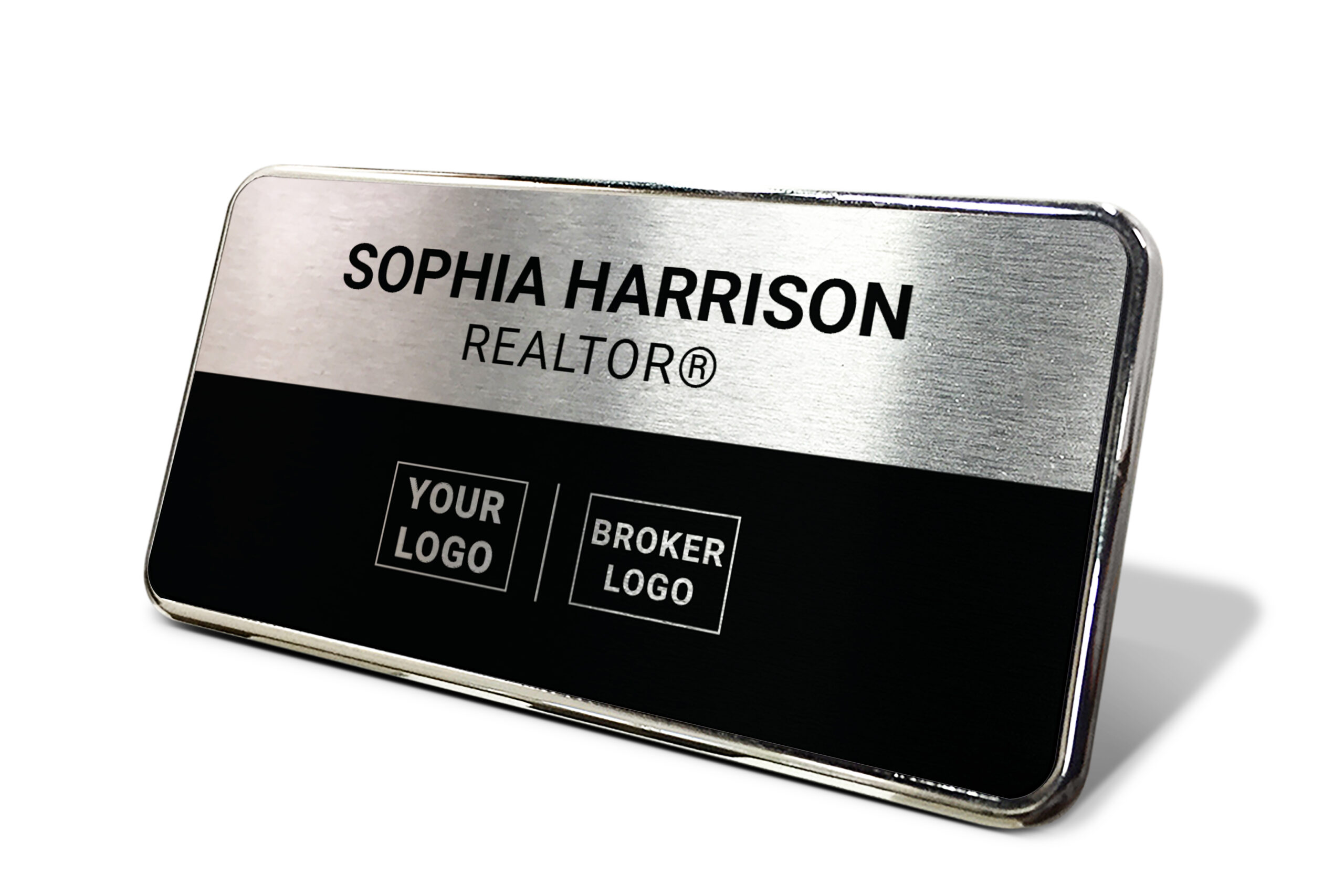 1.5x3 Silver/Black Framed Name tag (Centered) - Generic Store