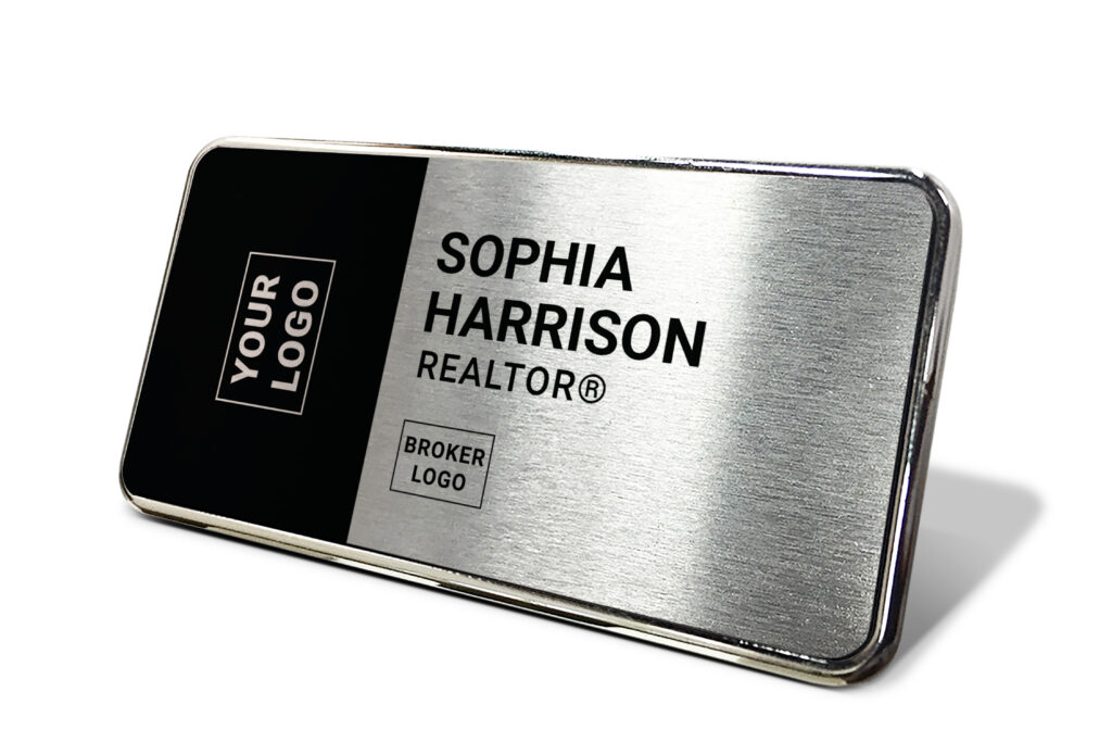 1.5x3 Black/Silver Block Name tag - Generic Store