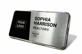 1.5x3 Black/Silver Geometric Name Tag - Generic Store