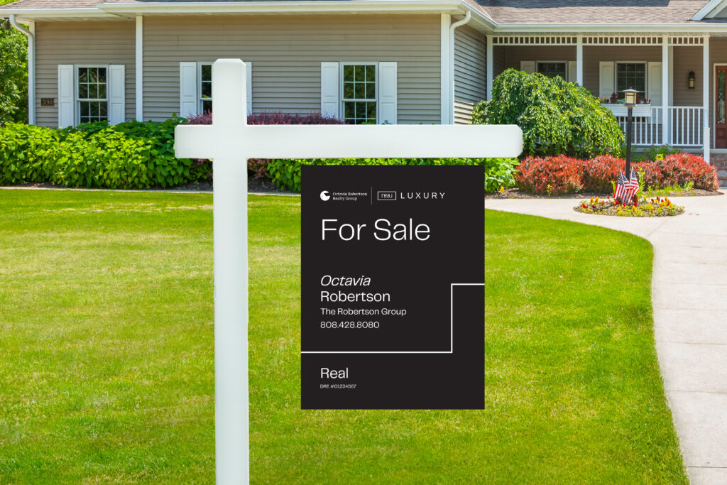 Real Luxury | 18x24 Outlined For Sale Yard Sign with Team Logo