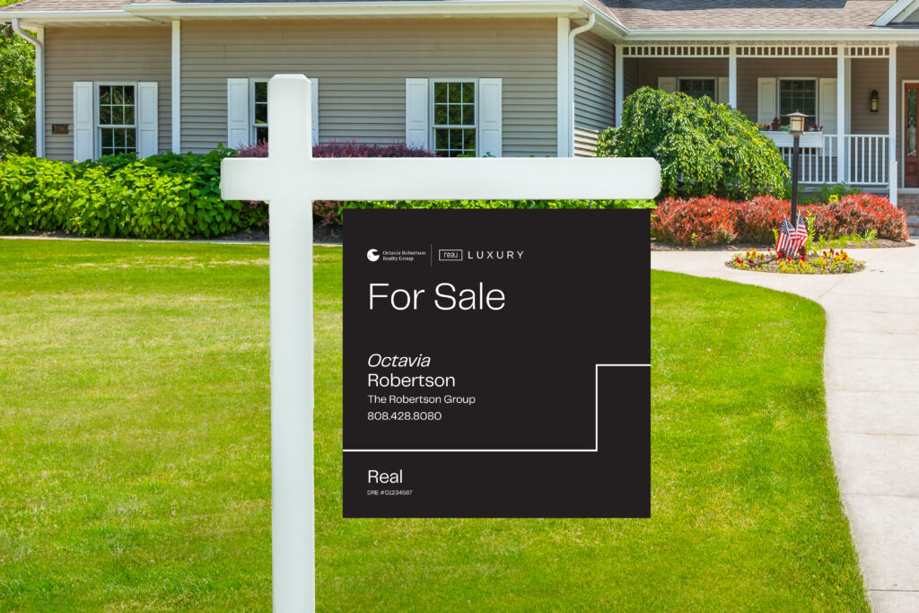 Real Luxury | 24x24 Outlined For Sale Yard Sign with Team Logo